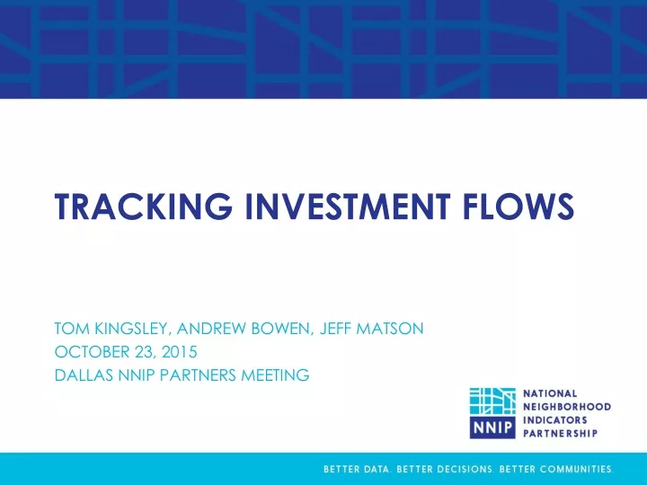 tracking investment flows