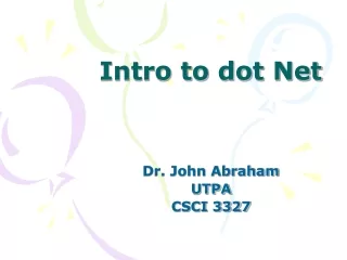 Intro to dot Net