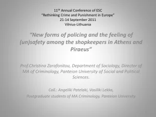 “New forms of policing and the feeling of (un)safety among the shopkeepers in Athens and Piraeus”