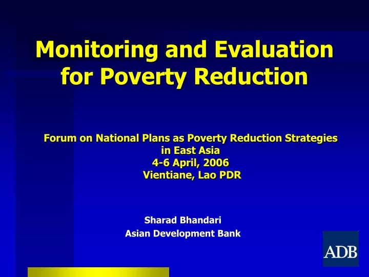 monitoring and evaluation for poverty reduction