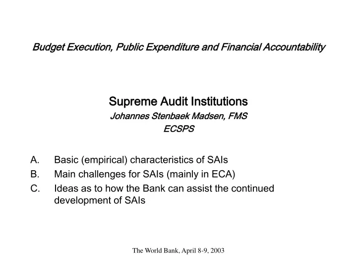 budget execution public expenditure and financial accountability