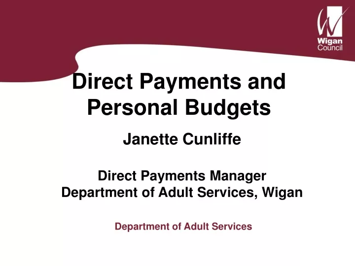 direct payments and personal budgets