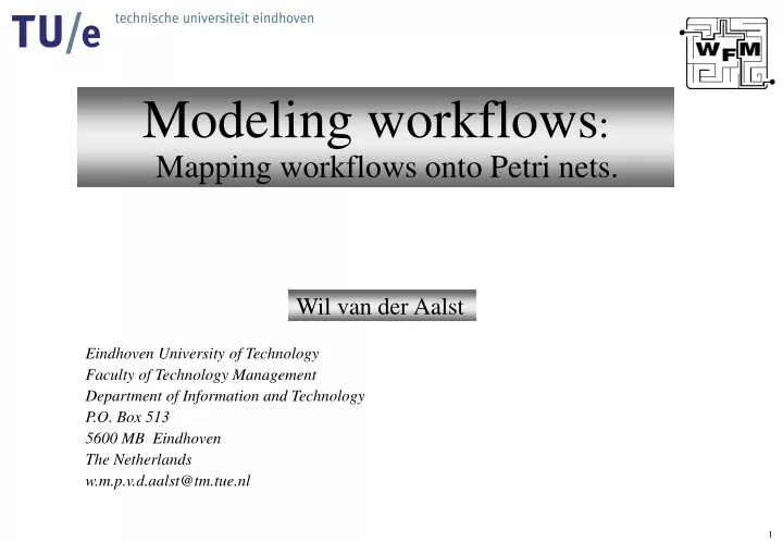modeling workflows mapping workflows onto petri nets