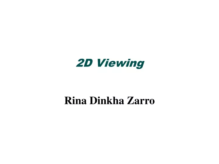 2d viewing