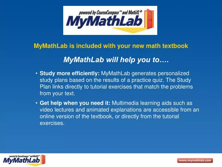 mymathlab is included with your new math textbook