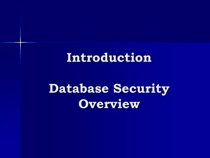 introduction database security overview