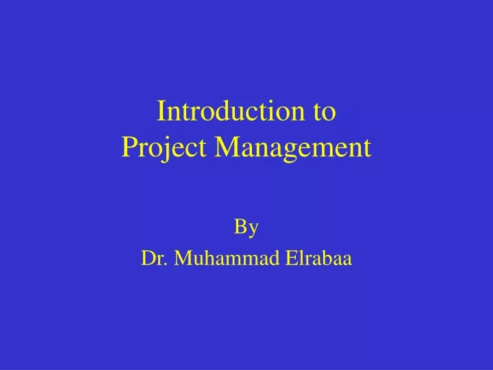 introduction to project management