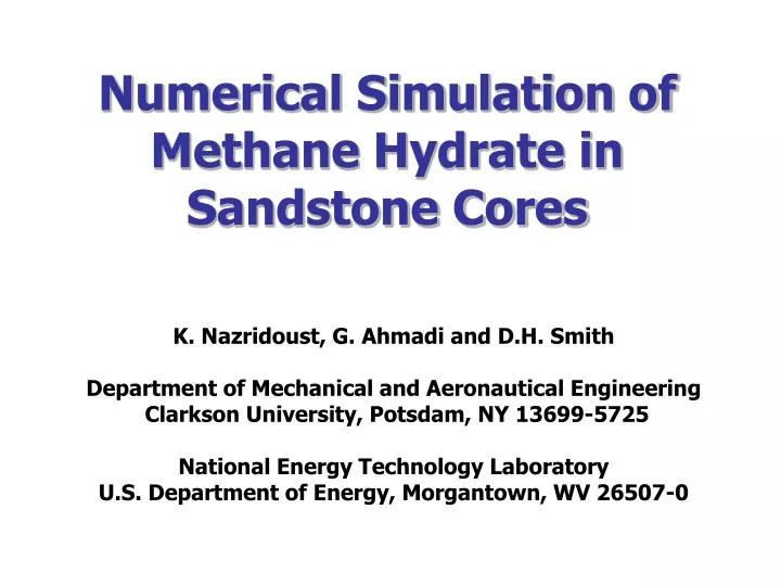 numerical simulation of methane hydrate