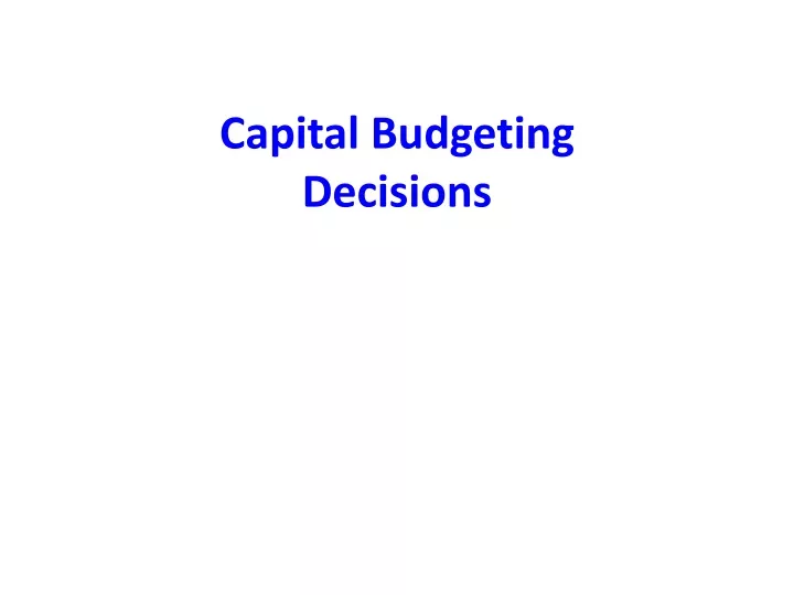 capital budgeting decisions