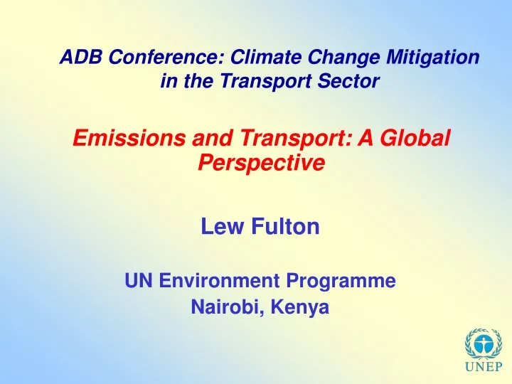 adb conference climate change mitigation in the transport sector