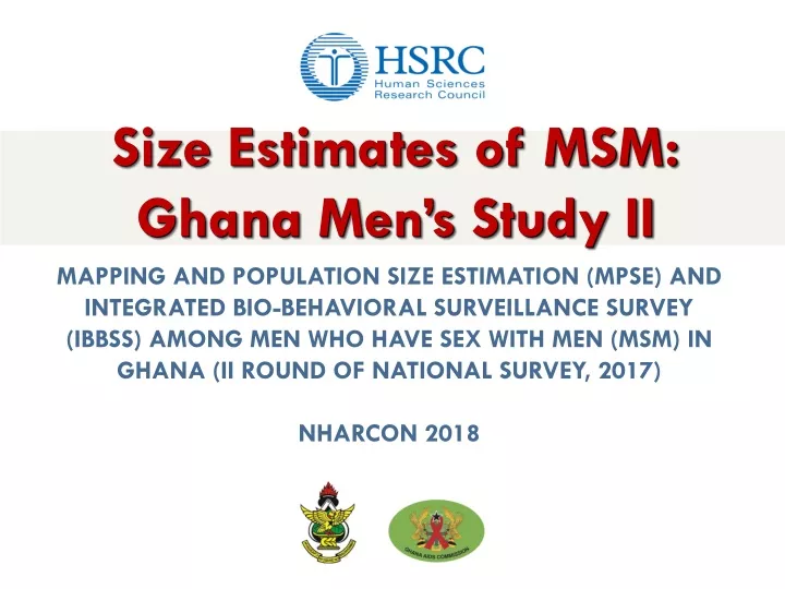 size estimates of msm ghana men s study ii