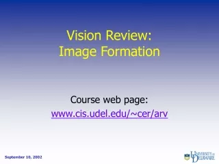 Vision Review: Image Formation