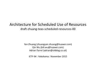 Architecture for Scheduled Use of Resources draft-zhuang-teas-scheduled-resources-00