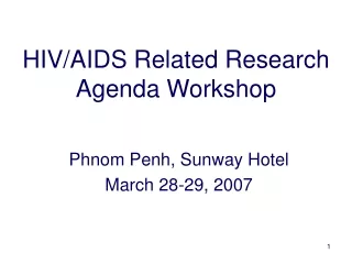 HIV/AIDS Related Research Agenda Workshop