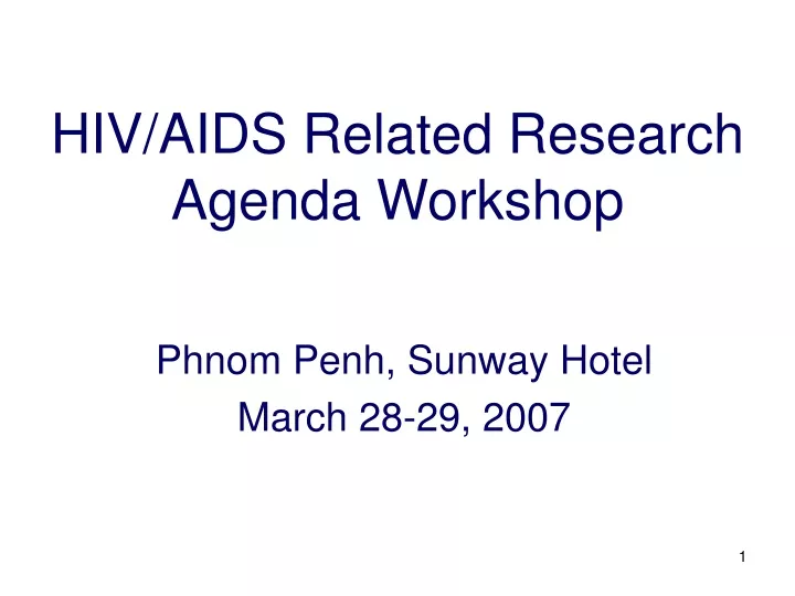hiv aids related research agenda workshop