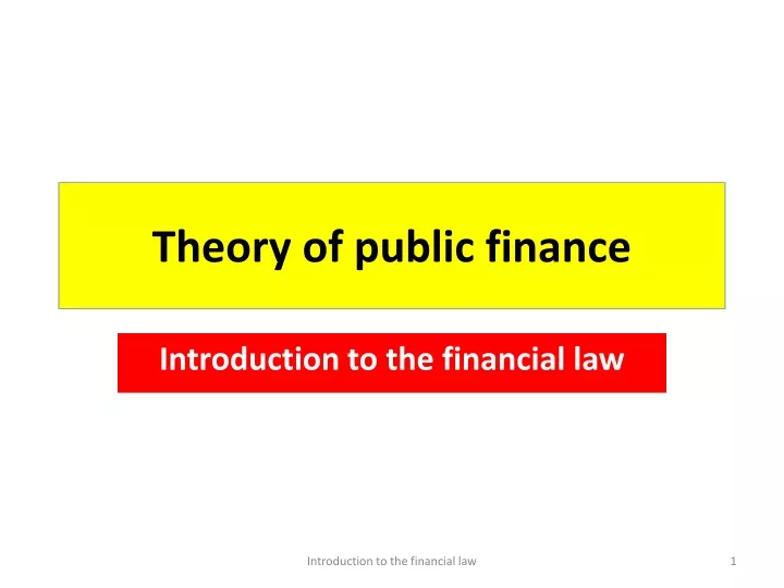 theory of public finance