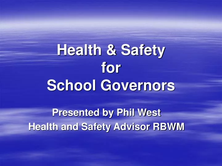 health safety for school governors