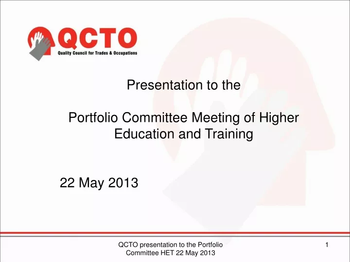 presentation to the portfolio committee meeting
