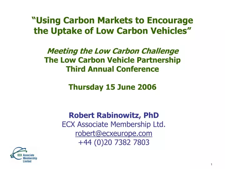 using carbon markets to encourage the uptake