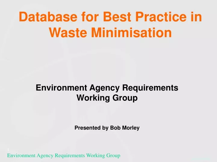 database for best practice in waste minimisation