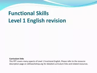Functional Skills  Level 1 English revision