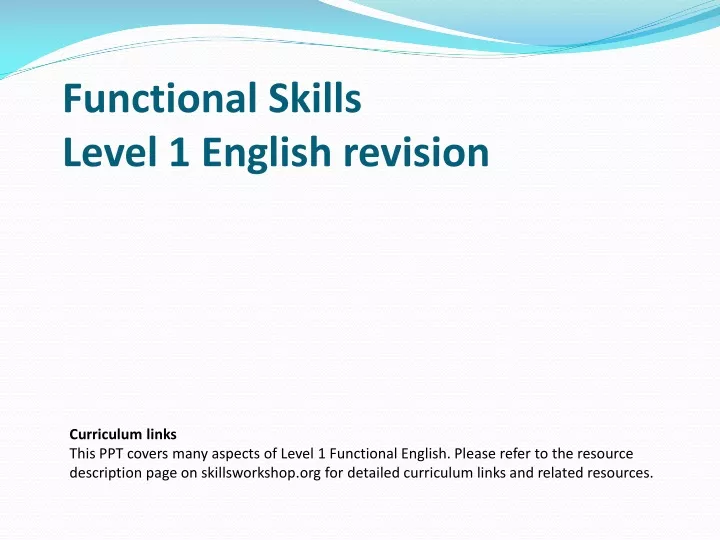 functional skills level 1 english revision