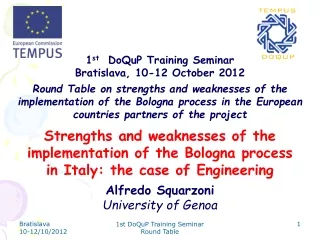 1 st   DoQuP Training Seminar Bratislava, 10-12 October 2012