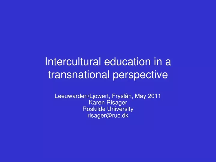 intercultural education in a transnational perspective