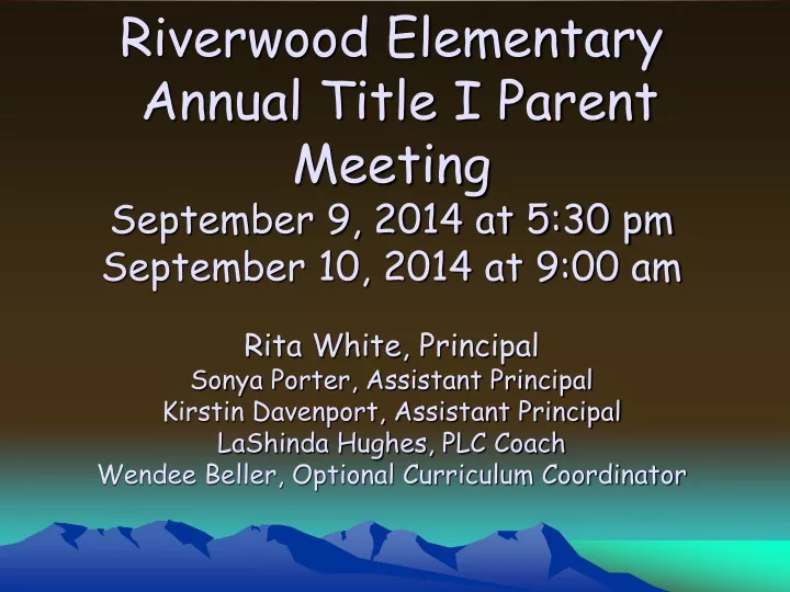 riverwood elementary annual title i parent