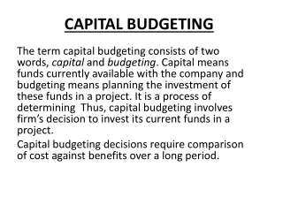 CAPITAL BUDGETING