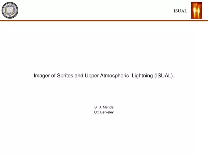 imager of sprites and upper atmospheric lightning isual