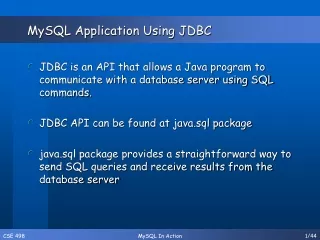 MySQL Application Using JDBC