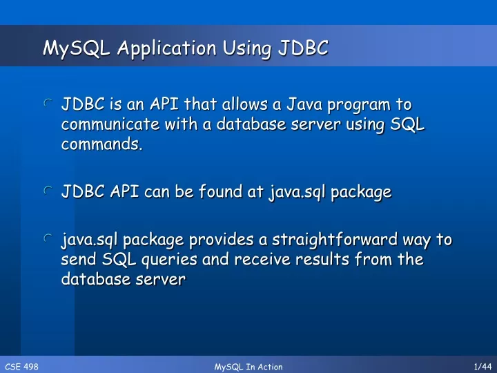 mysql application using jdbc