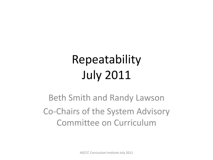 repeatability july 2011
