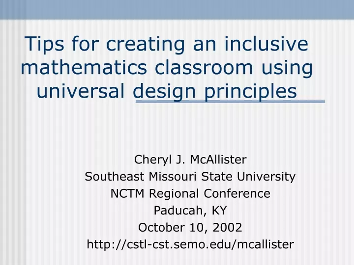 tips for creating an inclusive mathematics classroom using universal design principles