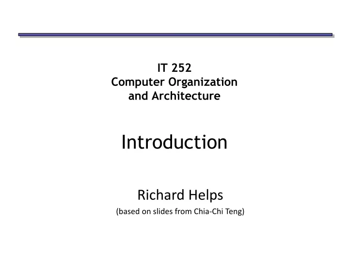 it 252 computer organization and architecture