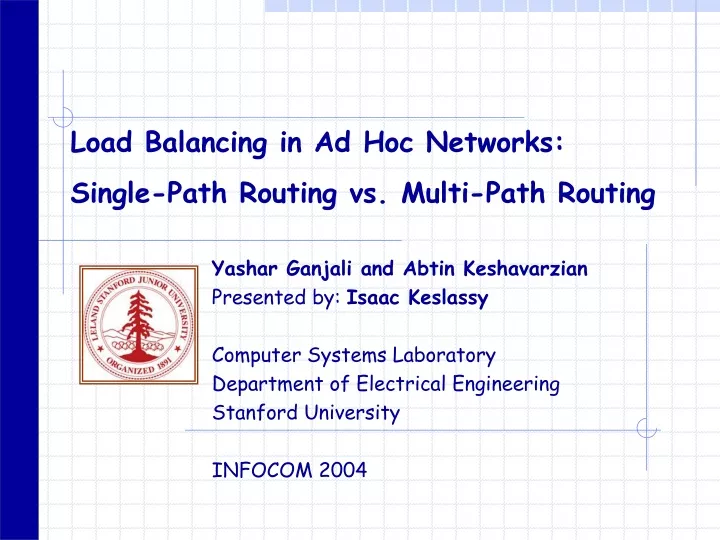 load balancing in ad hoc networks single path