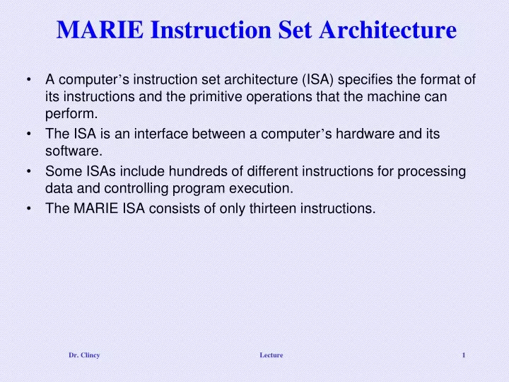 marie instruction set architecture