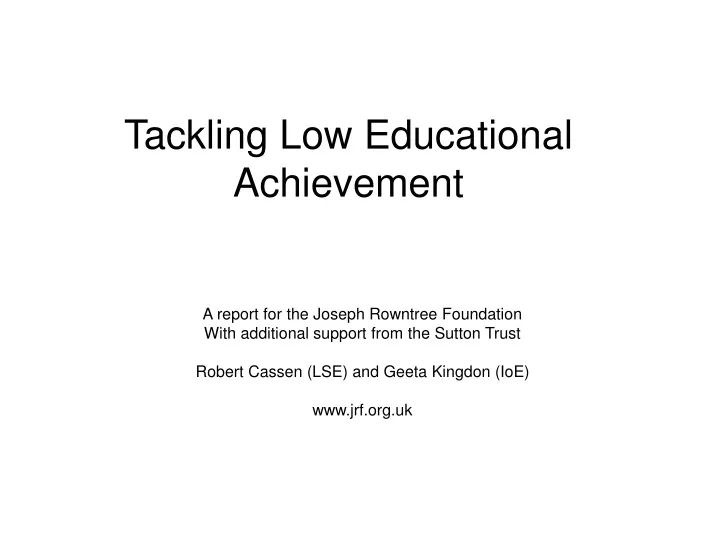 tackling low educational achievement