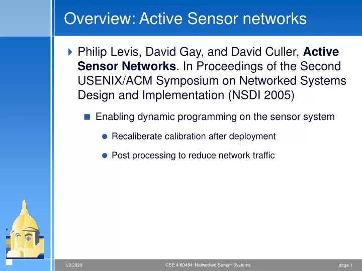 overview active sensor networks