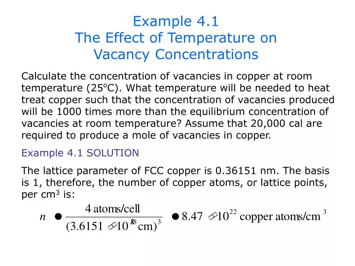 example 4 1 the effect of temperature on vacancy