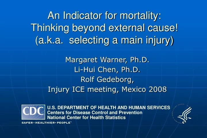 margaret warner ph d li hui chen ph d rolf gedeborg injury ice meeting mexico 2008