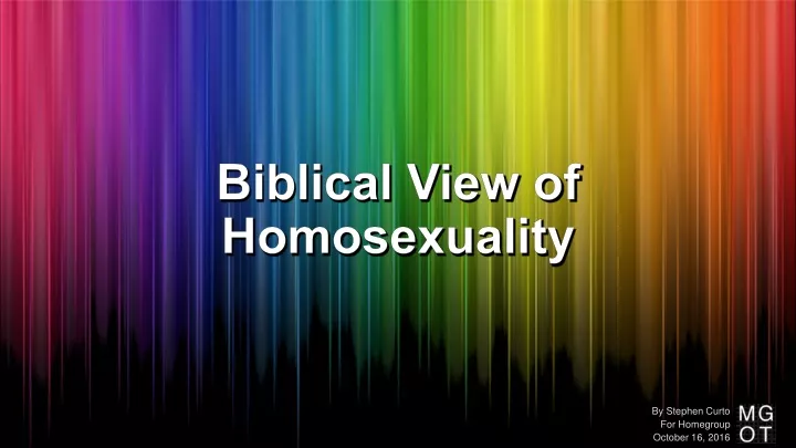 biblical view of homosexuality