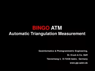 BINGO  ATM  Automatic Triangulation Measurement