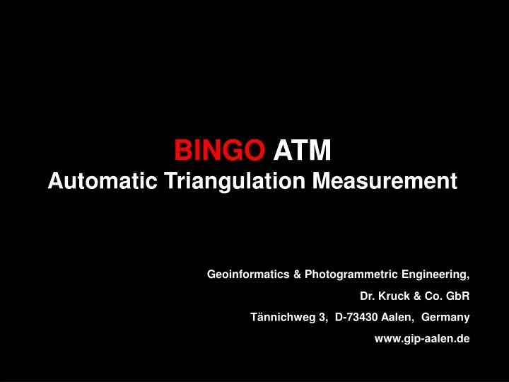 bingo atm automatic triangulation measurement