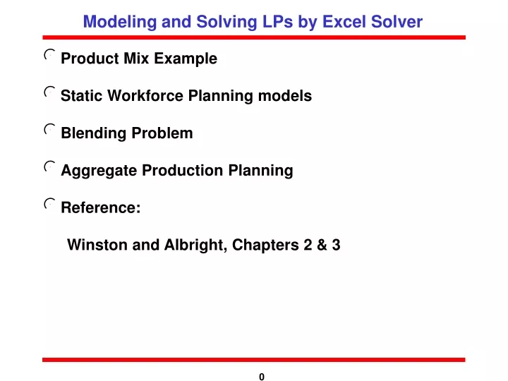 modeling and solving lps by excel solver