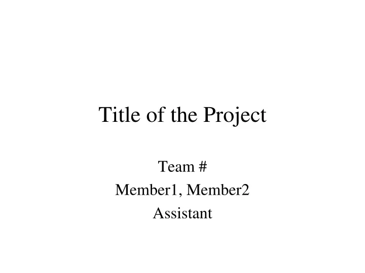 title of the project