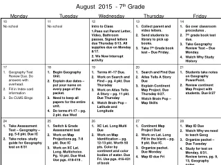 August  2015  - 7 th  Grade