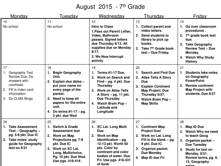 august 2015 7 th grade