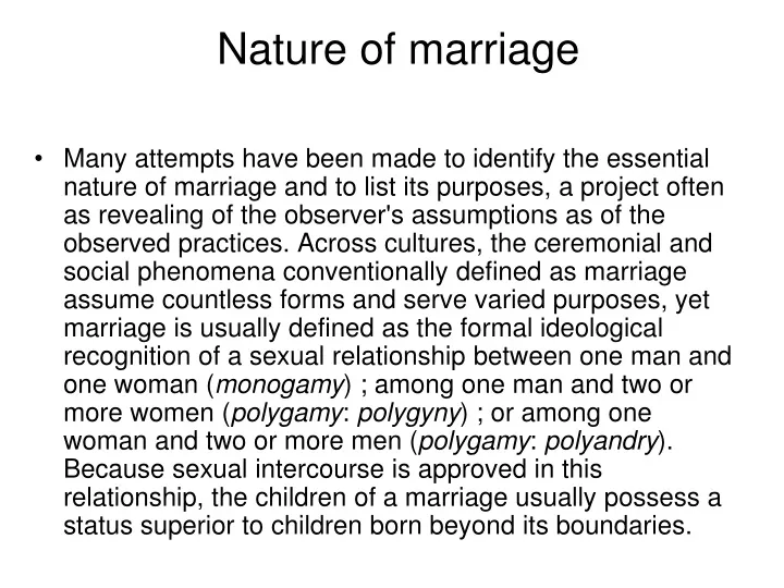 nature of marriage